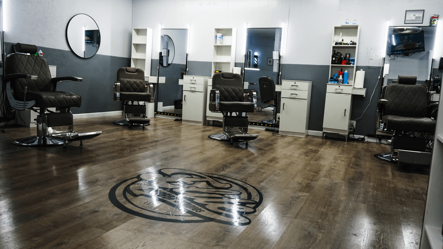 barbershop interior four chairs